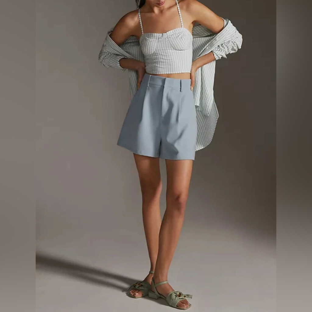 Anthropologie Bustier Striped Smock Cropped Top